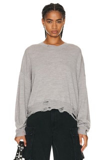 Свитер R13 Distressed Cropped Oversized Pullover, цвет Heather Grey