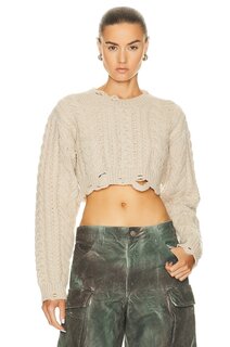 Свитер R13 Distressed Cropped Cable, цвет Oatmeal