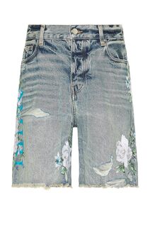 Шорты Amiri Floral Logo Denim, цвет Vintage Indigo