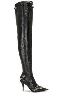 Ботинки Balenciaga Cagole Over The Knee, цвет Black &amp; Crystal