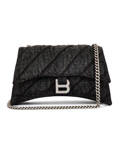 Сумка Balenciaga Crush Wallet On Chain, цвет Charcoal Black