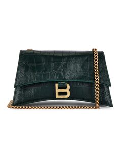 Сумка-клатч Balenciaga Crush Wallet On A Chain, цвет Forest Green