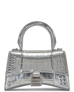 Сумка кросс-боди Balenciaga XS Hourglass Top Handle, серебряный