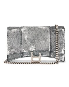 Сумка кросс-боди Balenciaga Hourglass Denim Printed Wallet On Chain, черный