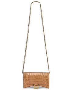 Сумка кросс-боди Balenciaga Hourglass Wallet On Chain, цвет Nude Beige