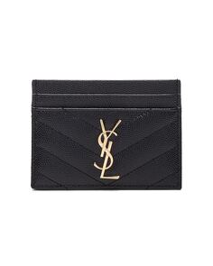 Сумка Saint Laurent Cassandre Credit Card Case, цвет Black &amp; Gold