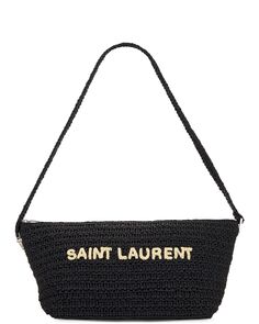 Сумка кросс-боди Saint Laurent Le Rafia Raffia, цвет Black &amp; Beige