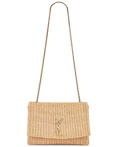 Сумка кросс-боди Saint Laurent Kate Raffia Chain, цвет Natural Beige