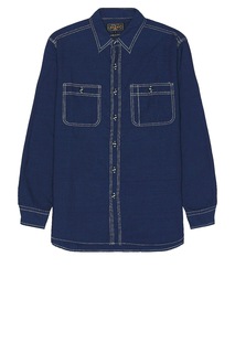 Рубашка Beams Plus Work Indigo Chambray Shirt, индиго