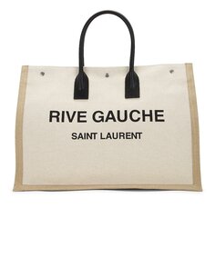 Сумка-тоут Saint Laurent Rive Gauche Tote, цвет Off White &amp; Black