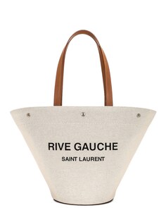 Сумка-тоут Saint Laurent Rive Gauche Panier Tote, цвет Greggio, Nero &amp; Brick