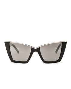 Солнцезащитные очки Saint Laurent Cat Eye, цвет Black &amp; Silver