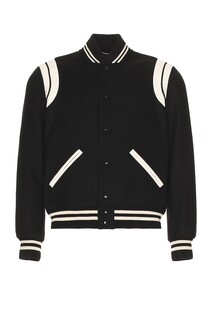 Куртка Saint Laurent Teddy Bomber, цвет Black &amp; White