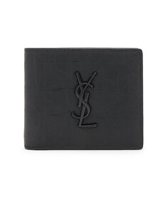 Кошелек Saint Laurent Croc Embossed Billfold, черный