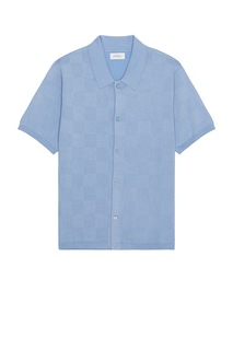 Рубашка Saturdays Nyc Kenneth Checkerboard Knit Short Sleeve, цвет Forever Blue