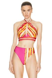 Топ бикини Silvia Tcherassi Pipa, цвет Fuchsia Lime Stripes