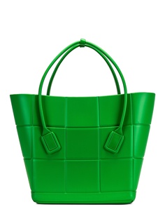 Сумка-тоут Bottega Veneta Medium Arco Shopping, цвет Grass &amp; Silver