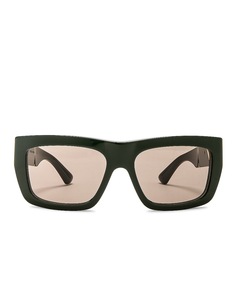 Солнцезащитные очки Bottega Veneta Rectangle, темно-зеленый
