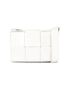 Сумка кросс-боди Bottega Veneta Card Case With Strap, цвет White &amp; Silver