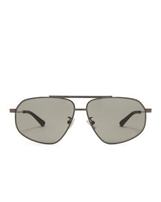 Солнцезащитные очки Bottega Veneta Full Metal, цвет Shiny Dark Ruthenium