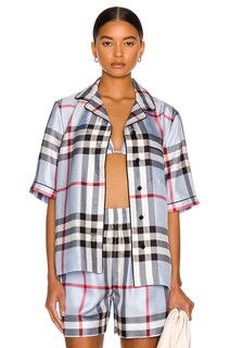 Рубашка Burberry Tierney Bowling Pajama Shirt, цвет Pale Blue IP Check