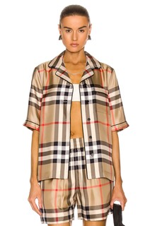 Рубашка Burberry Tierney Bowling Pajama, цвет Archive Beige IP Check