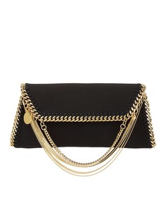 Сумка Stella Mccartney Satin Chain Falabella Pouch, черный