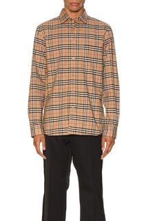 Рубашка Burberry Small Scale Stretch Check, цвет Camel Check