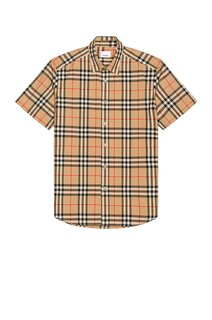 Рубашка Burberry Caxton Short Sleeve Check, цвет Archive Beige