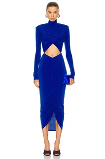 Платье миди The Andamane Kim Turtleneck Cut Out, цвет Electric Blue