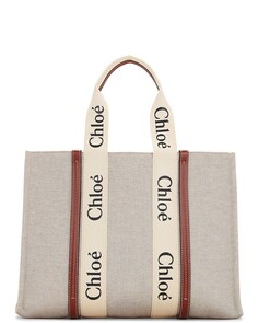 Сумка-тоут Chloe Large Woody, цвет White &amp; Brown