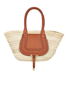 Сумка-тоут Chloe Medium Marcie Raffia Tote, загар