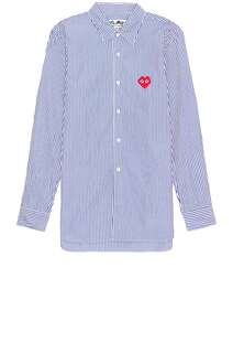 Рубашка Comme des Garçons Invader Stipe, цвет Blue &amp; White