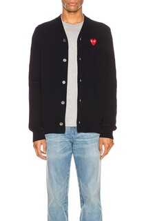 Кардиган Comme des Garçons Lambswool With Red Emblem, темно-синий