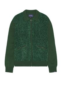 Рубашка Thisisneverthat Velvet Knit Zip Polo, зеленый