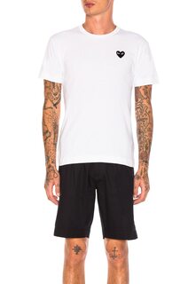 Футболка Comme des Garçons Cotton With Black Emblem, белый