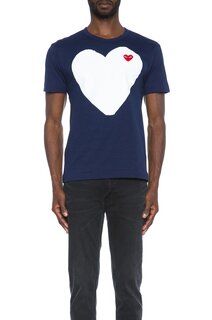 Футболка Comme des Garçons Red Emblem Cotton Heart, темно-синий