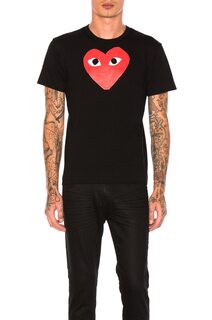 Футболка Comme des Garçons Printed Red Heart Cotton, черный