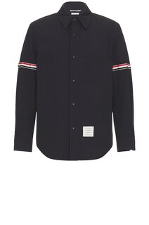 Куртка Thom Browne Snap Front Shirt, темно-синий