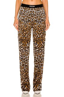 Брюки Tom Ford Logo Waist Leopard PJ, цвет Black &amp; Beige