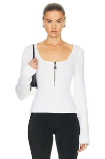 Свитер Tom Ford Square Neck Zipped Top, цвет Chalk