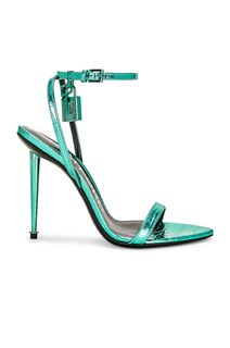 Туфли Tom Ford Metallic Stamped Croc Padlock Pointy Naked 105, цвет Lagoon