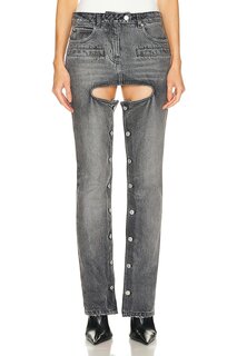 Брюки Courreges Chaps Black Denim, цвет Stonewashed Grey