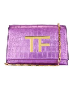 Сумка-клатч Tom Ford Metallic Stamped Croc TF Disco, цвет Mauve