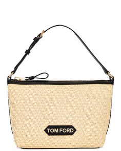 Сумка-хобо Tom Ford Raffia Label Medium Pouch, цвет Natural &amp; Black