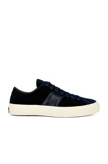 Кроссовки Tom Ford Stamped Croc Velvet Low Tops, цвет Navy &amp; Cream