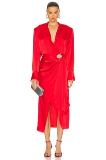 Платье David Koma Crystal Lip Wrap, цвет Red &amp; Silver