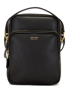 Сумка кросс-боди Tom Ford Soft Grain Leather Smooth Calf Leather Small Double Zip Messenger, черный