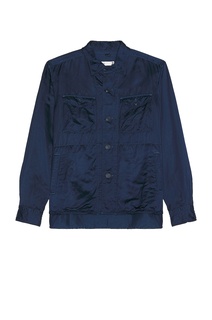 Куртка Ts(S) Garment Dye Viscose*Linen*Cotton Satin Cloth C.P.O. Shirt, темно-синий