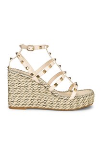 Эспадрильи Valentino Garavani Rockstud Torchon Wedges, цвет Light Ivory